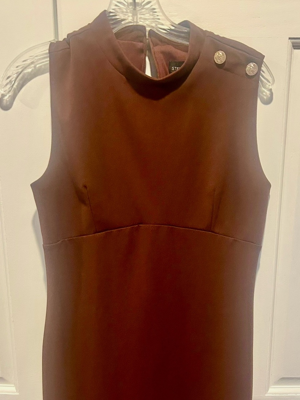 Sleeveless Brown Sheath Dress — Polished Work-to-Event Style